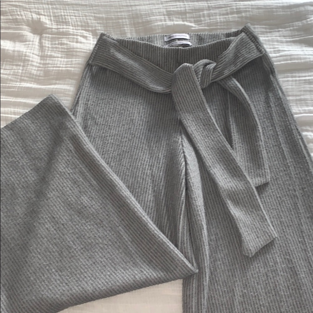 Urban Outfitters Ribbed Tie- Front Wide Leg Pants
